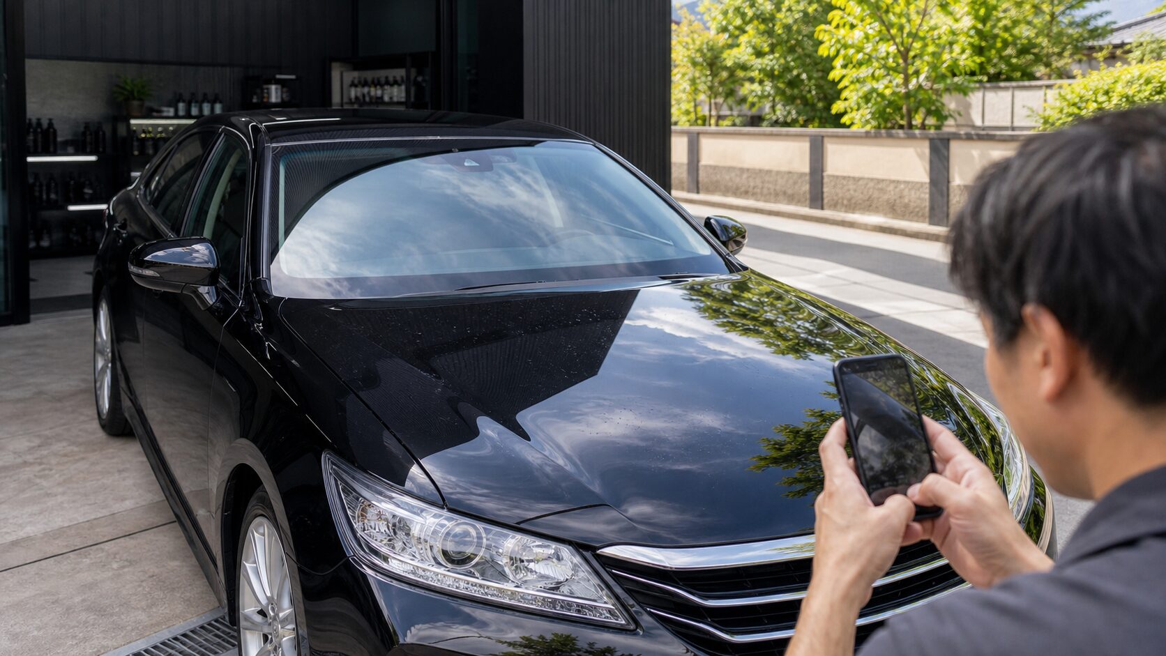 車の状態写真を送ってコーティングの費用感を相談するイメージ
