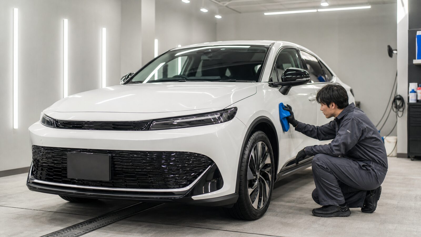 新車の塗装状態を確認してコーティングを検討するイメージ