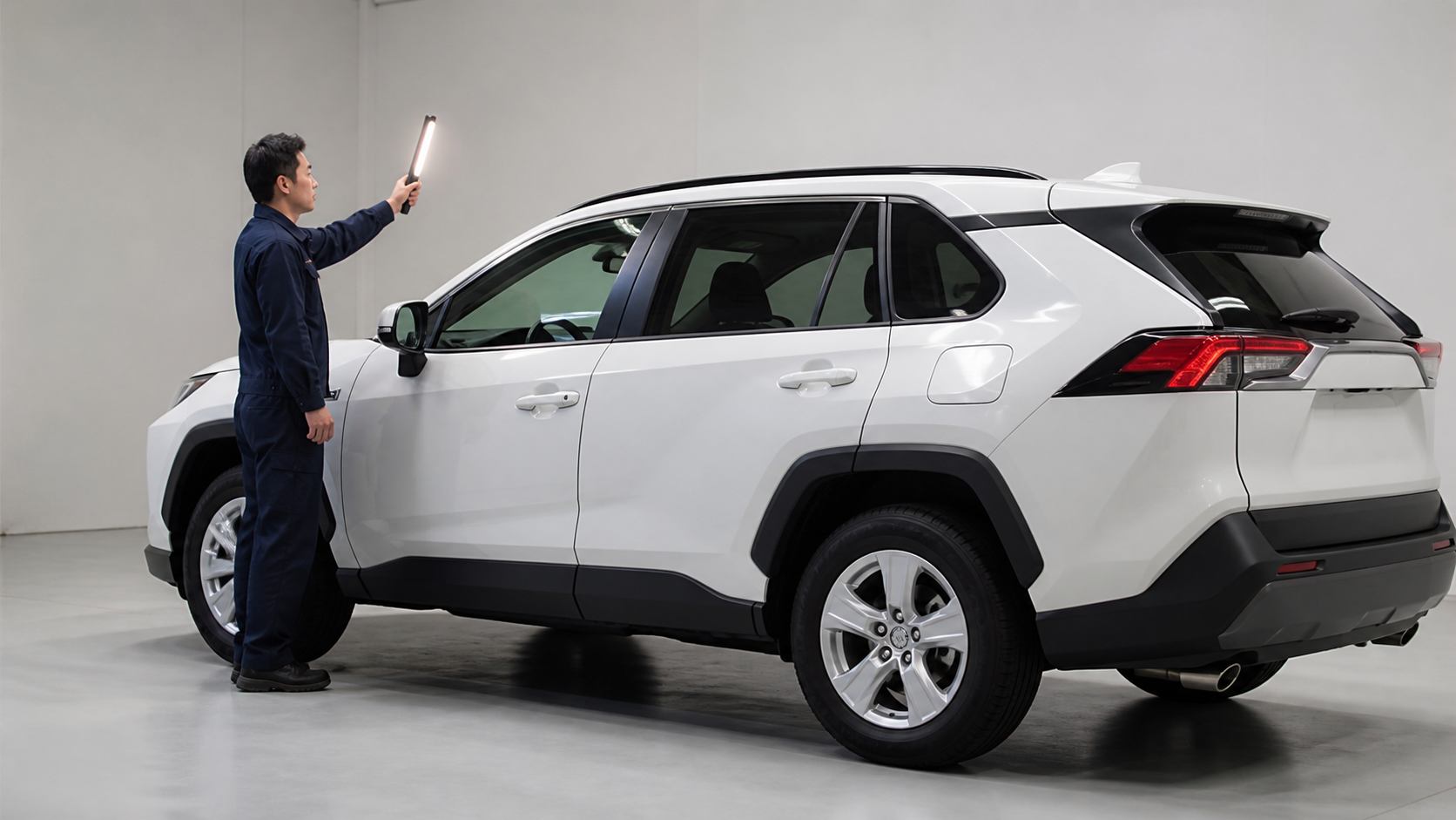 トヨタ RAV4を題材にセラミックコーティング前の塗装状態を点検するイメージ