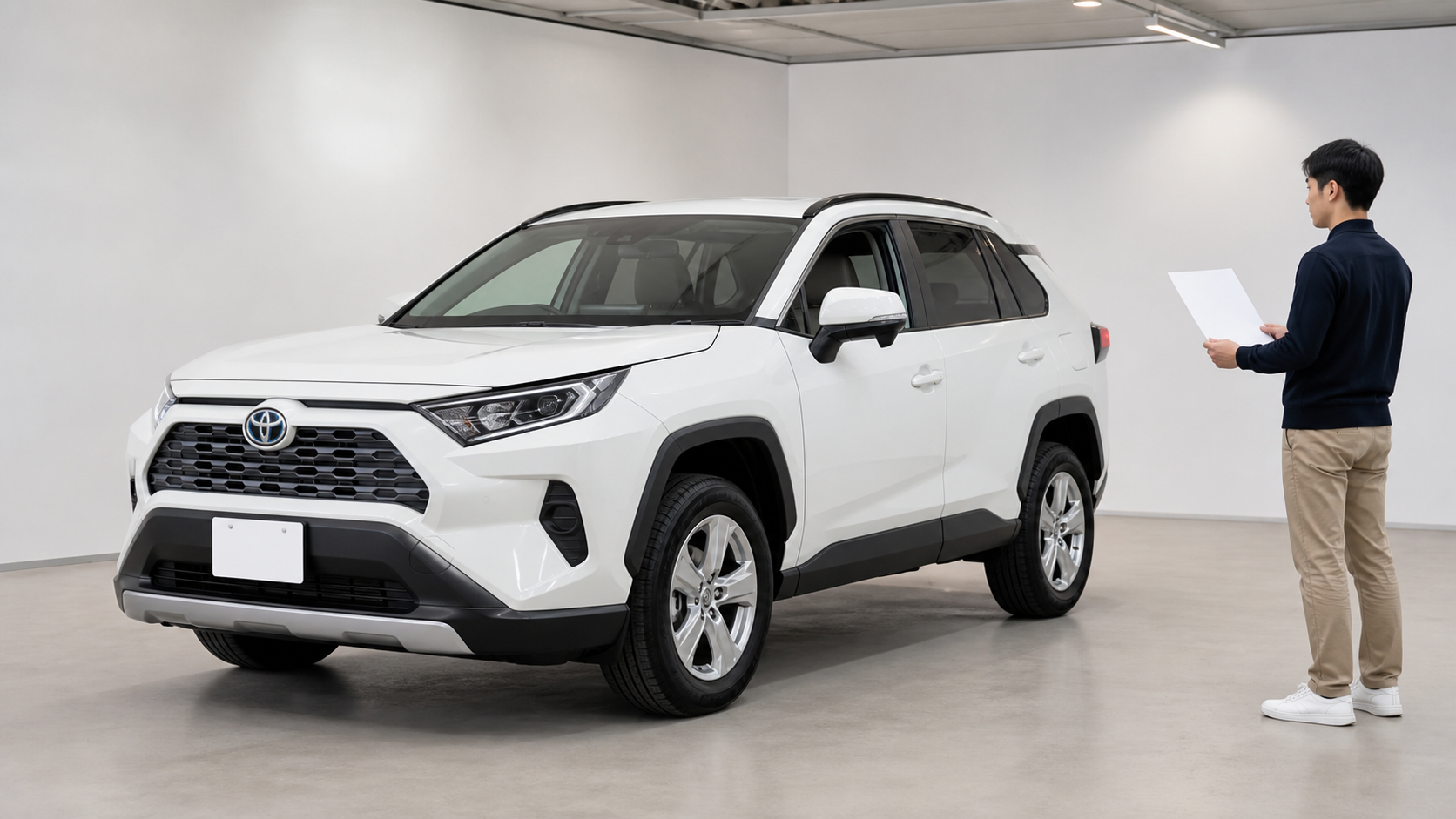 新車コーティングの相談前にトヨタ RAV4の納車時の状態を確認するイメージ