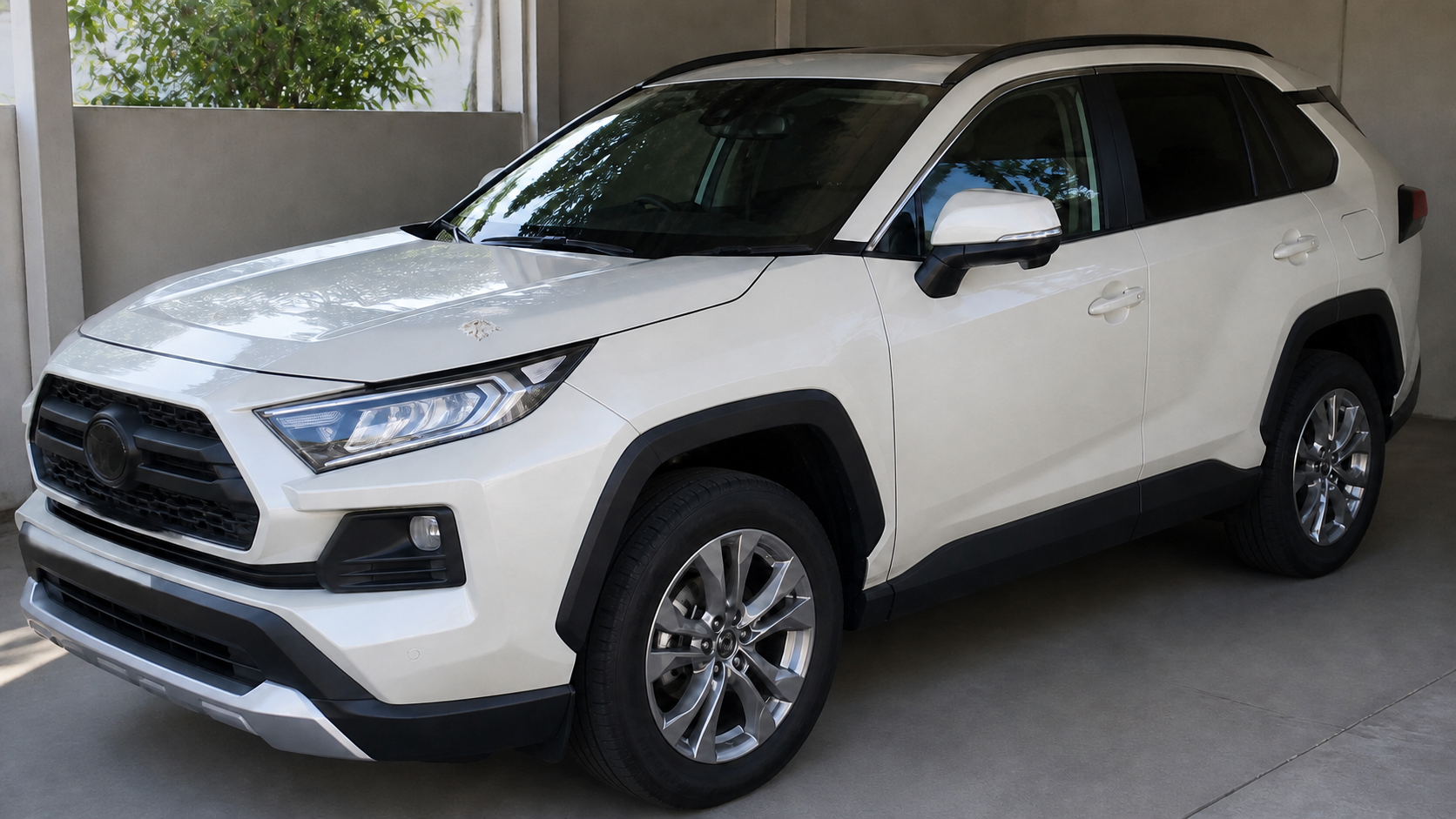 トヨタ RAV4のボンネットに付いた鳥のふん汚れを触る前に見るイメージ
