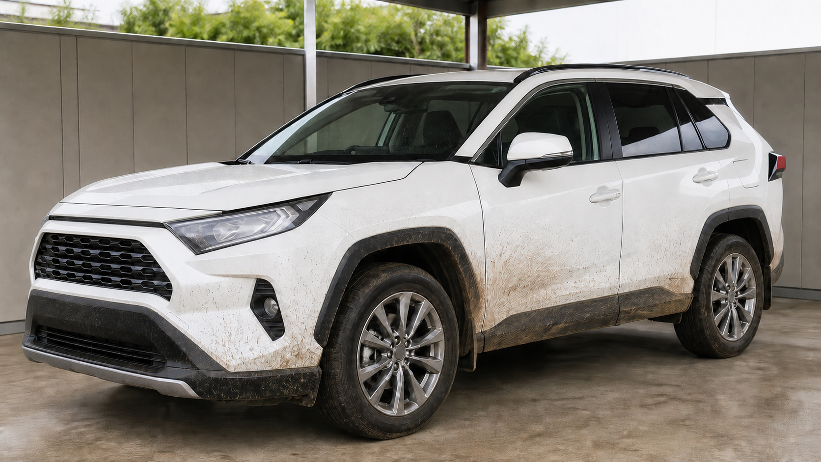 トヨタ RAV4のタイヤハウスとドア下部へ付いた泥汚れの説明用イメージ